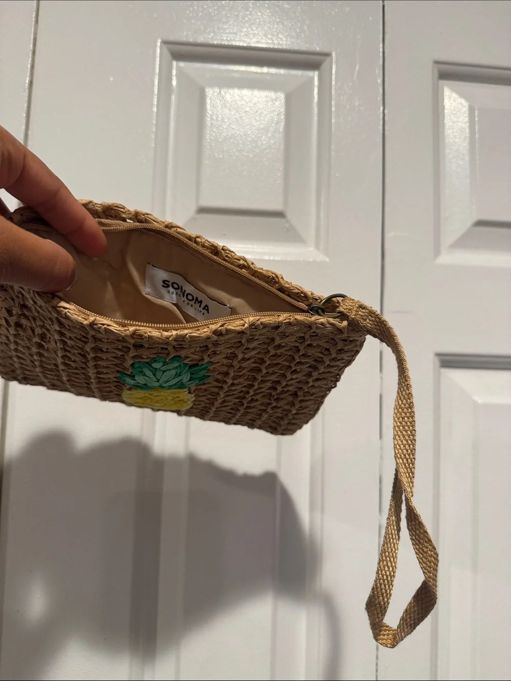 Sonoma Woven Pineapple Wristlet Clutch - Tan, Yellow, Green
